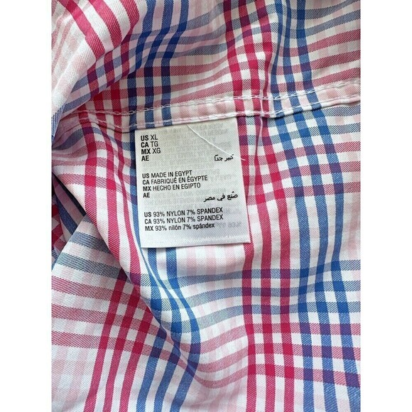 Club Room Men Malia Plaid Button Down Shirt Classic-Fit Nylon Pink Combo Size XL - Picture 6 of 6